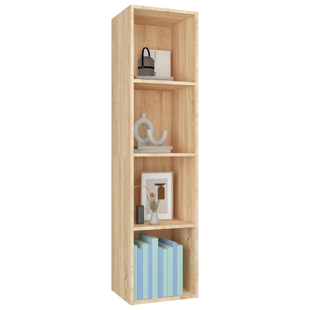 vidaXL Book Cabinet/TV Stand Sonoma Oak 14.2"x11.8"x56.3" Engineered Wood