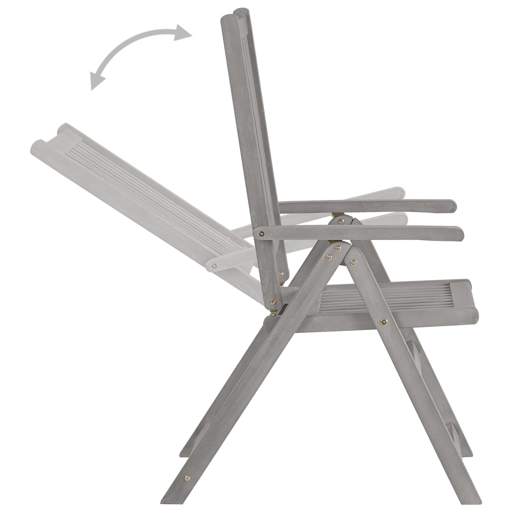 vidaXL Patio Reclining Chairs 4 pcs Gray Solid Acacia Wood