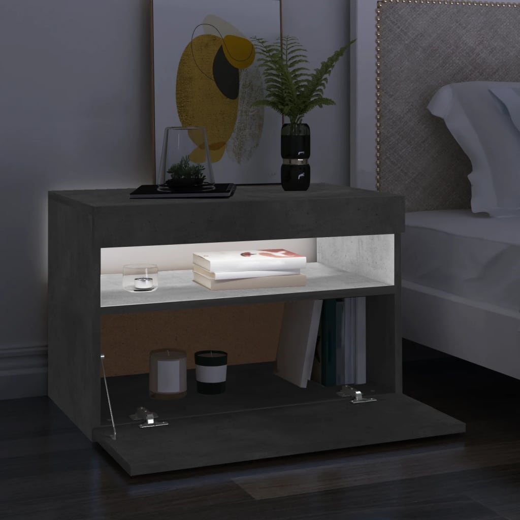 vidaXL TV Cabinets with LED Lights 2 pcs Concrete Gray 23.6"x13.8"x15.7"