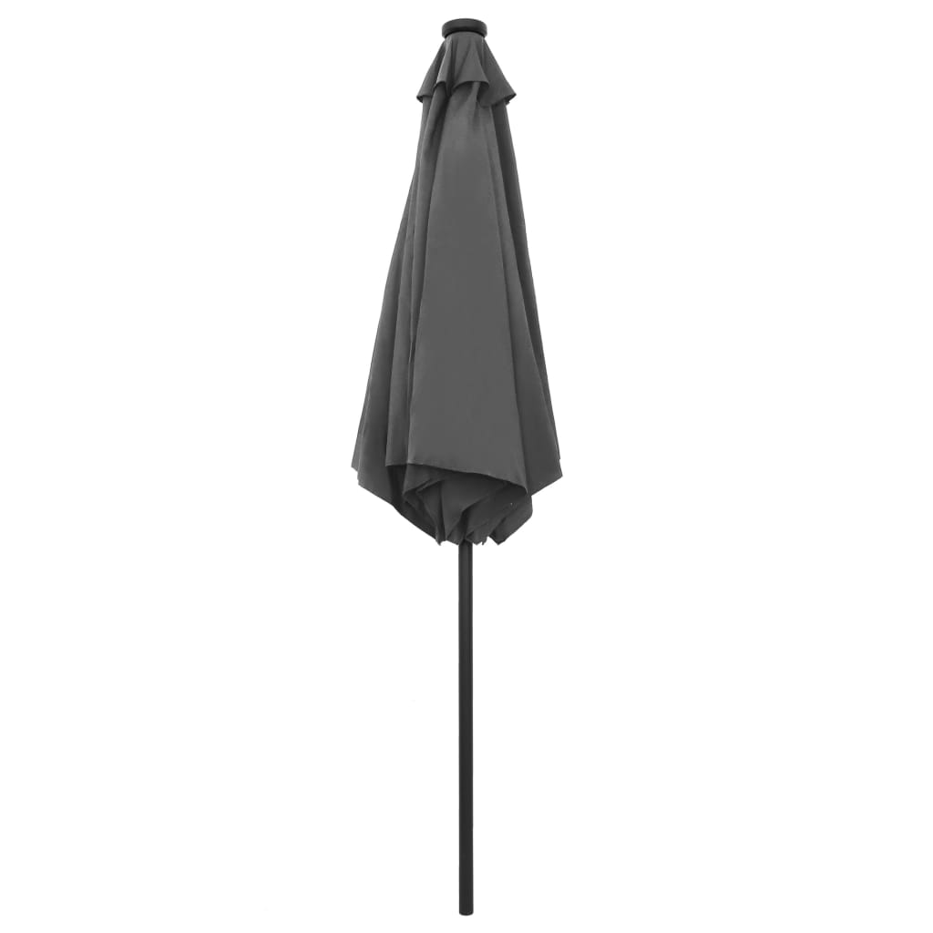 vidaXL Parasol with LED Lights and Aluminum Pole 106.3" Anthracite