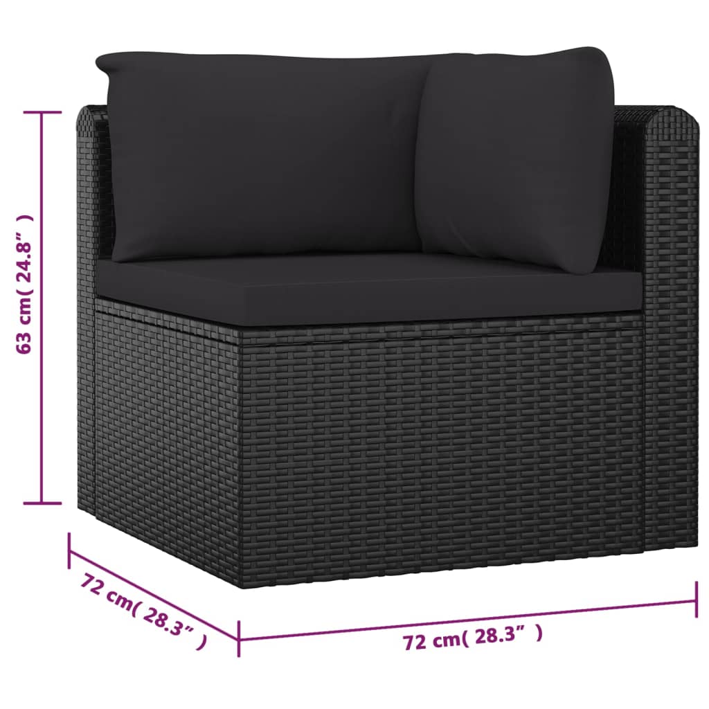 vidaXL 10 Piece Patio Lounge Set with Cushions Poly Rattan Black