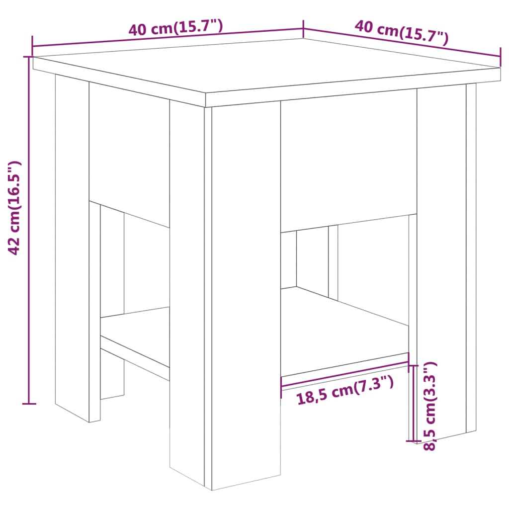 vidaXL Coffee Table High Gloss White 15.7"x15.7"x16.5" Engineered Wood