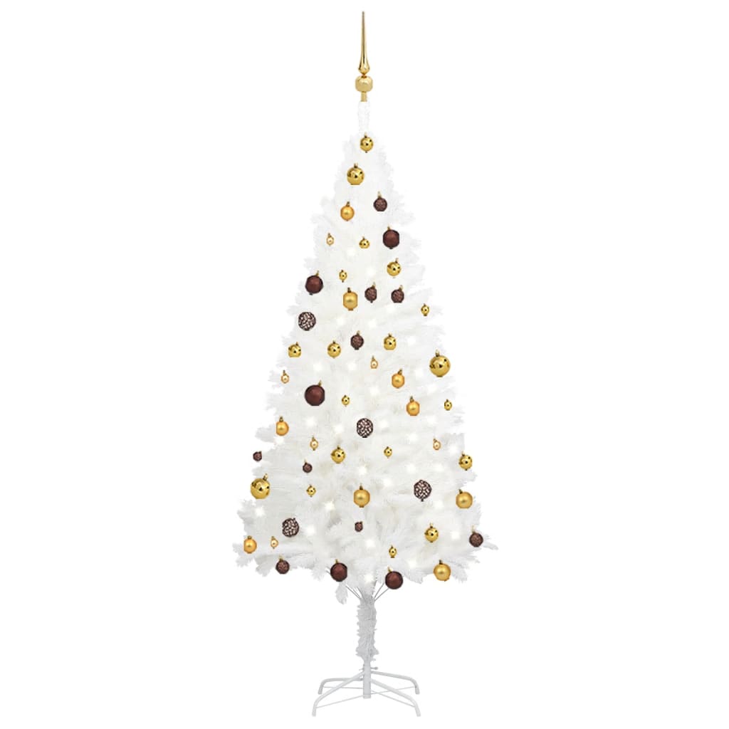 vidaXL Artificial Pre-lit Christmas Tree with Ball Set White 70.9"