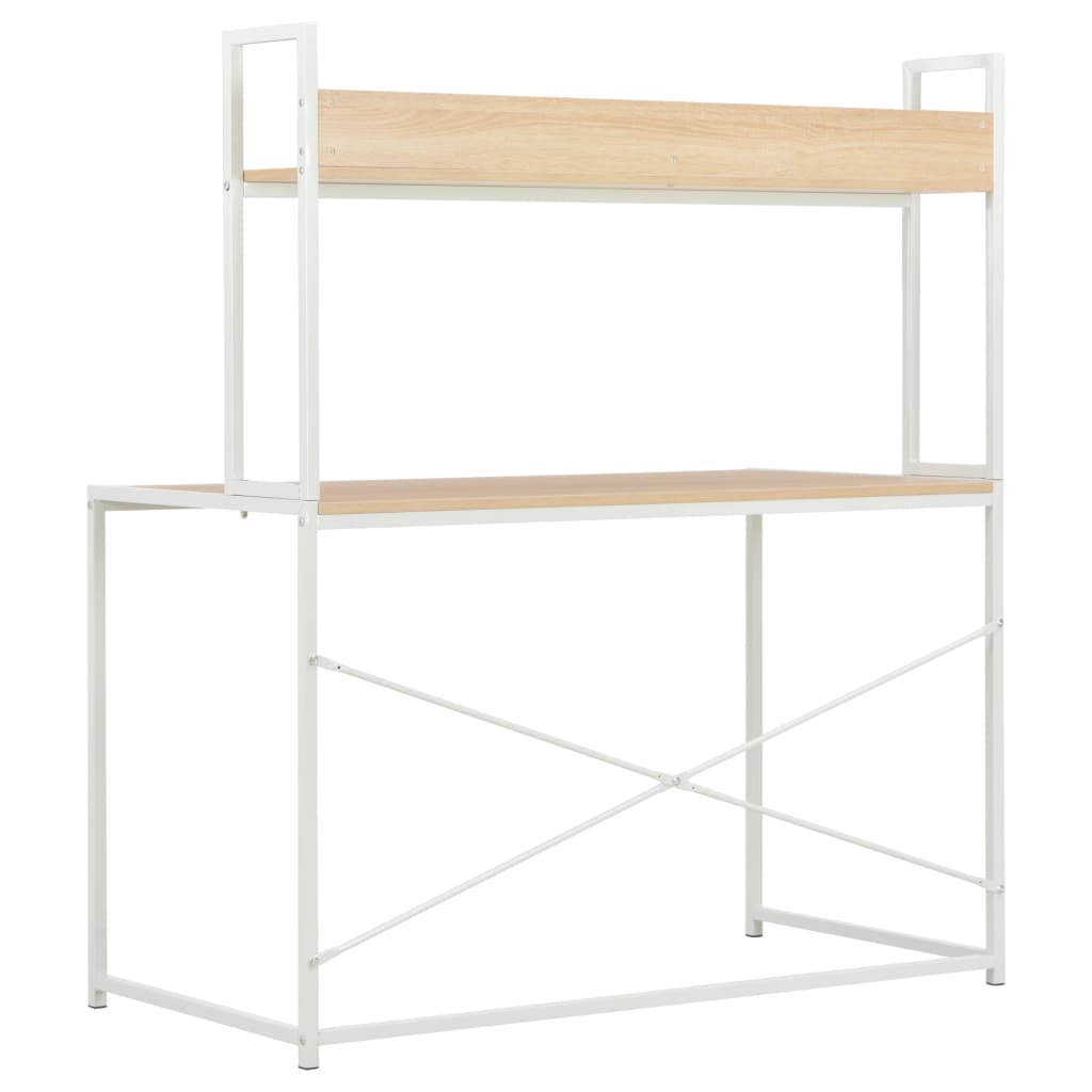 vidaXL Computer Desk White and Oak 47.2"x23.6"x54.3"