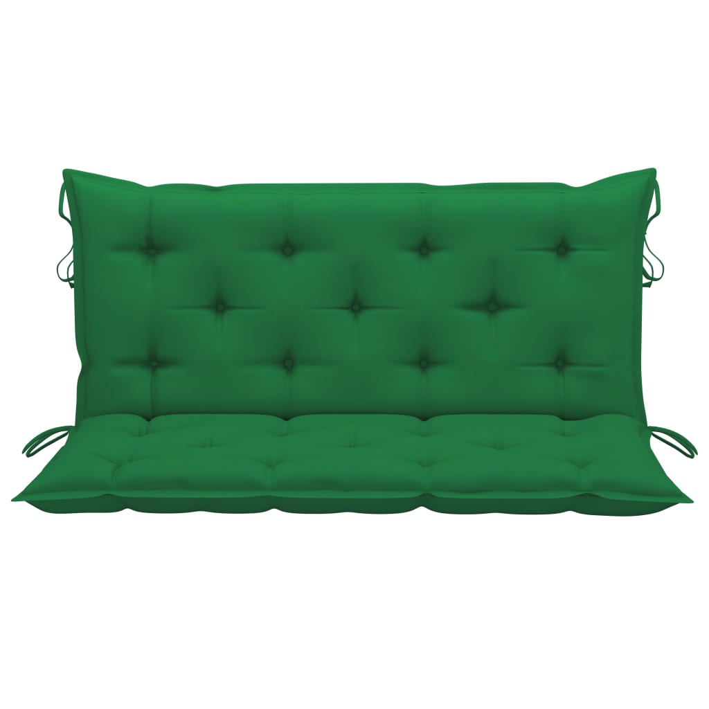 vidaXL Swing Bench with Green Cushion 47.2" Solid Wood Teak