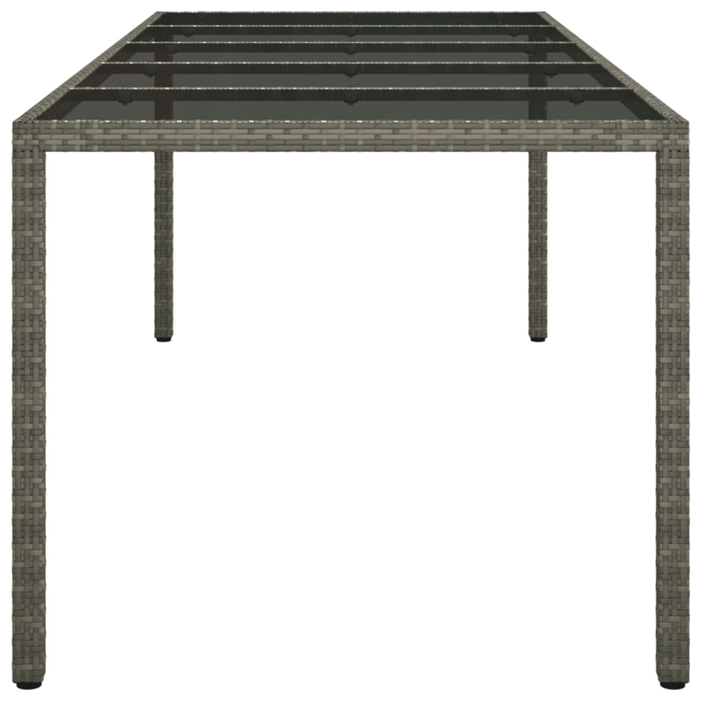 vidaXL Patio Table Gray 98.4"x39.4"x29.5" Tempered Glass and Poly Rattan