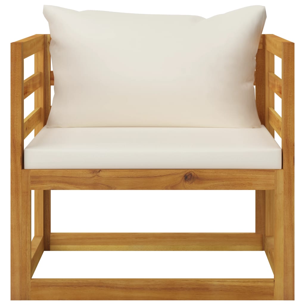 vidaXL Patio Chair with Cream Cushions Solid Acacia Wood