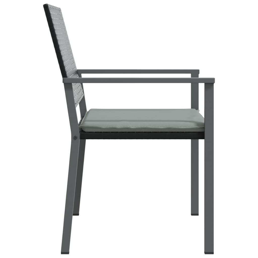 vidaXL Patio Chairs with Cushions 4 pcs Black 21.3"x24.6"x35" Poly Rattan