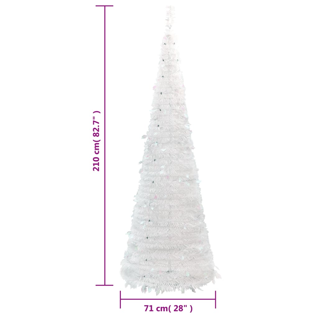 vidaXL Artificial Christmas Tree Pop-up 200 LEDs White 82.7"