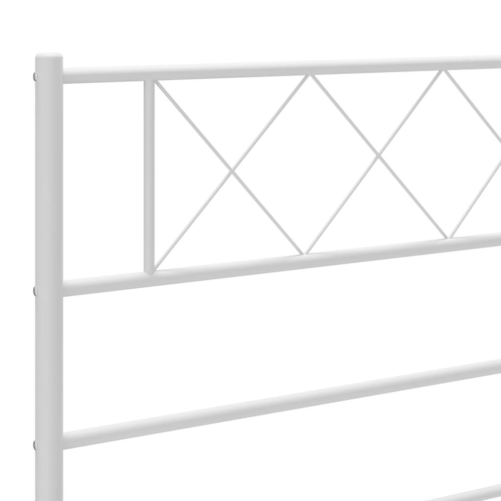 vidaXL Metal Bed Frame with Headboard White 39.4"x74.8" Twin