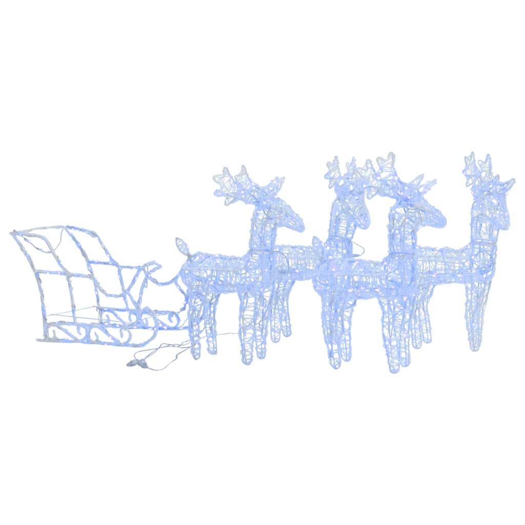 vidaXL Reindeers & Sleigh Christmas Decoration 110.2"x11"x21.7" Acrylic