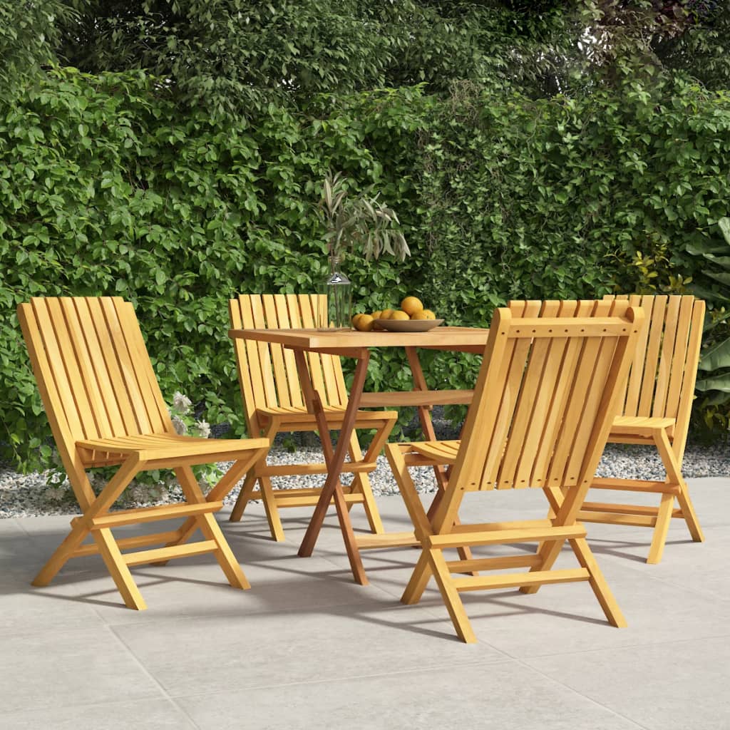 vidaXL Folding Patio Chairs 4 pcs 18.5"x18.5"x35" Solid Wood Teak