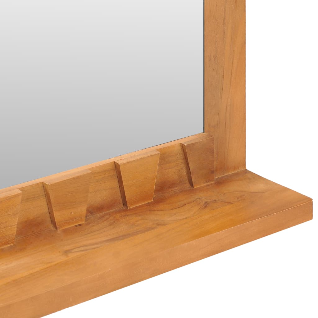 vidaXL Wall Mirror with Shelf 39.4"x4.7"x23.6" Solid Teak Wood