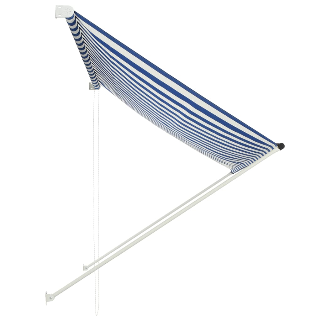 vidaXL Retractable Awning 78.7"x59.1" Blue and White