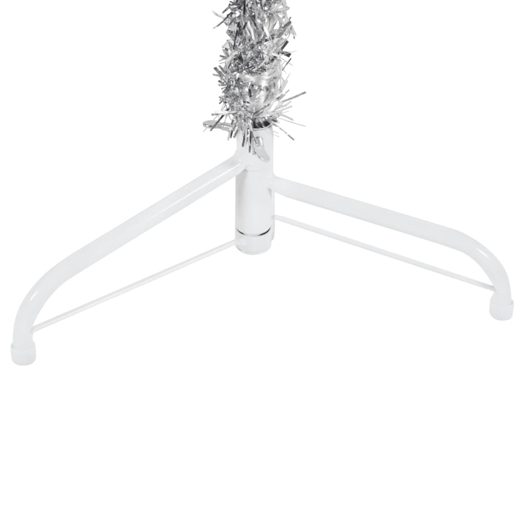 vidaXL Slim Artificial Half Christmas Tree with Stand Silver 5 ft