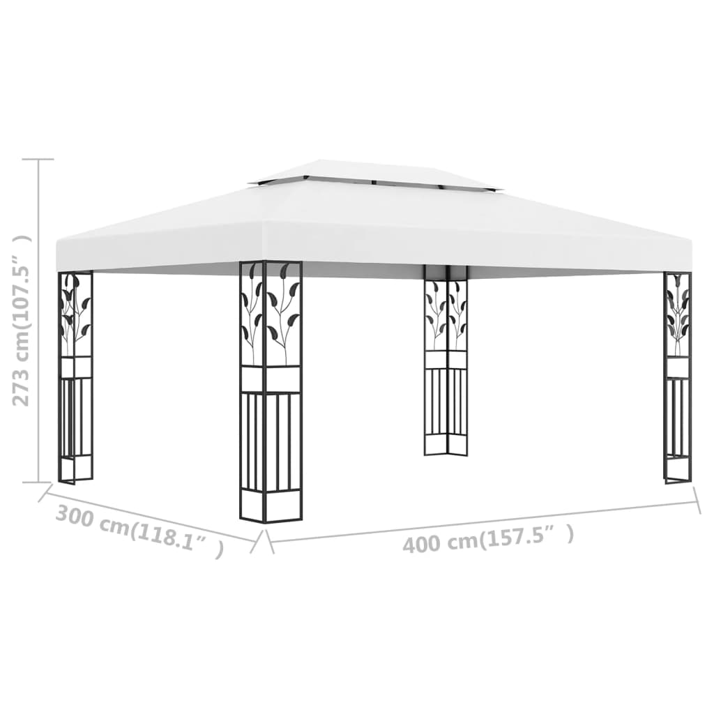 vidaXL Gazebo with Double Roof 118.1"x157.5" White