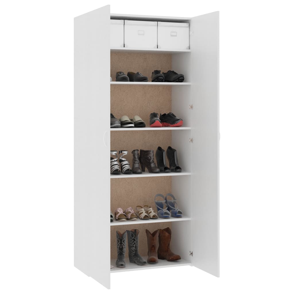 vidaXL Shoe Cabinet White 31.5"x14"x70.9" Engineered Wood