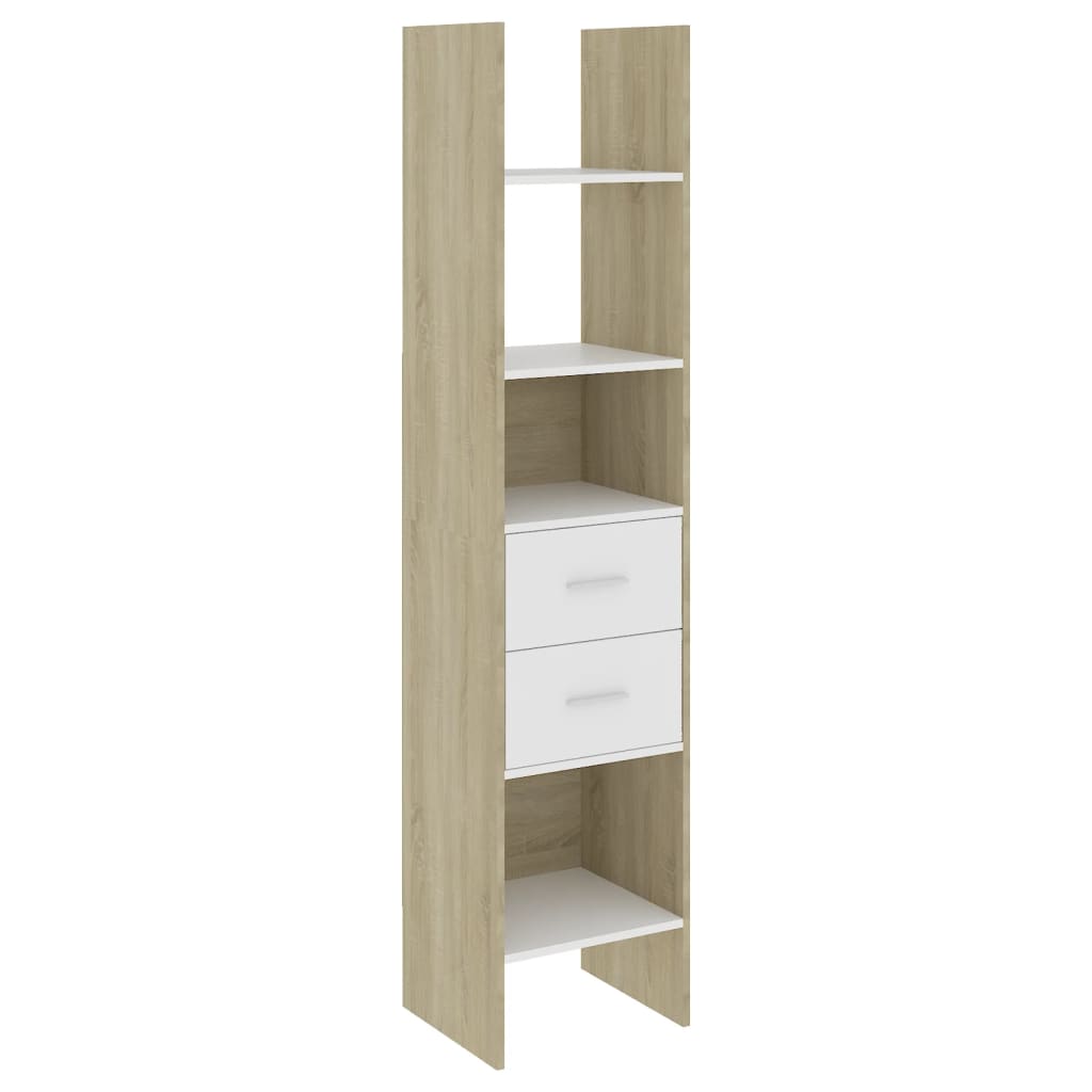 vidaXL 4 Piece Book Cabinet Set White and Sonoma Oak Chipboard