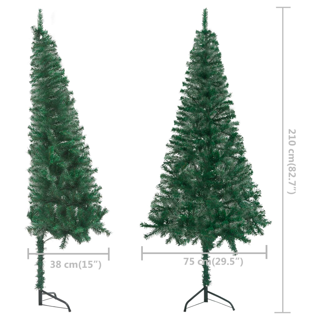 vidaXL Corner Artificial Christmas Tree with LEDs Green 82.7" PVC