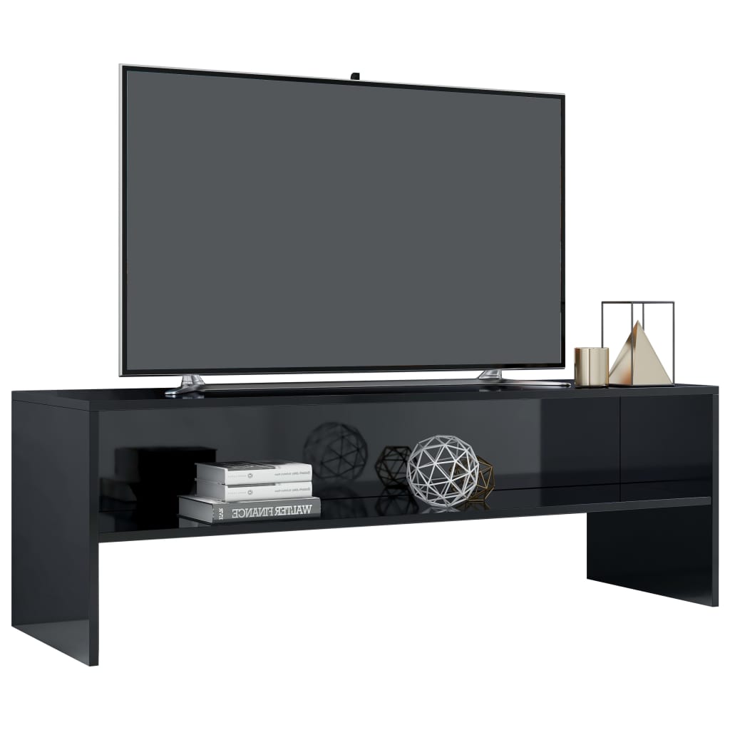 vidaXL TV Cabinet High Gloss Black 47.2"x15.7"x15.7" Engineered Wood