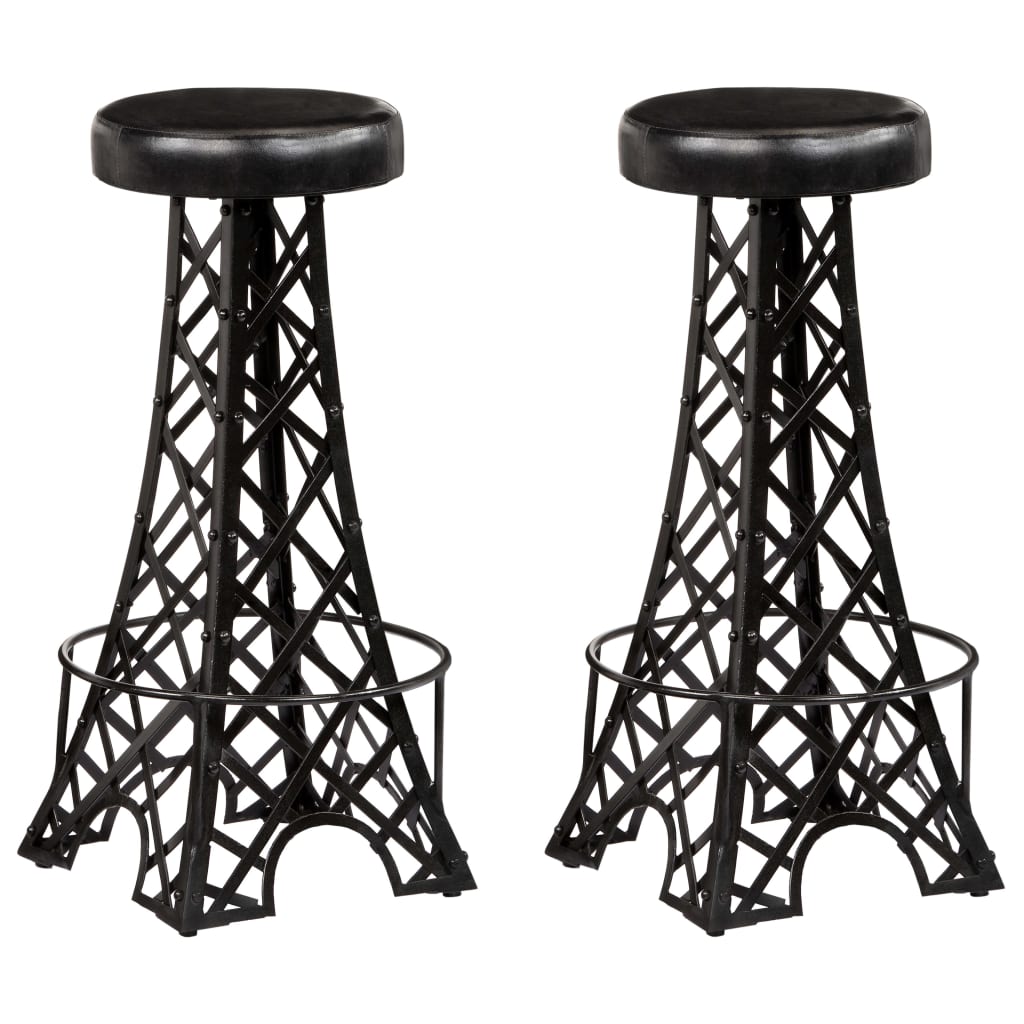 vidaXL Bar Stools 2 pcs Real Leather