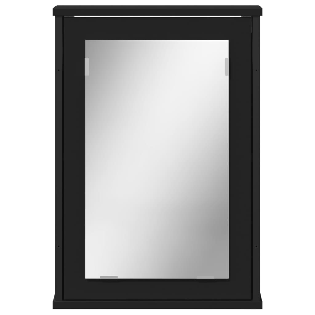 vidaXL Bathroom Mirror Cabinet Black 16.5"x4.7"x23.6" Engineered Wood