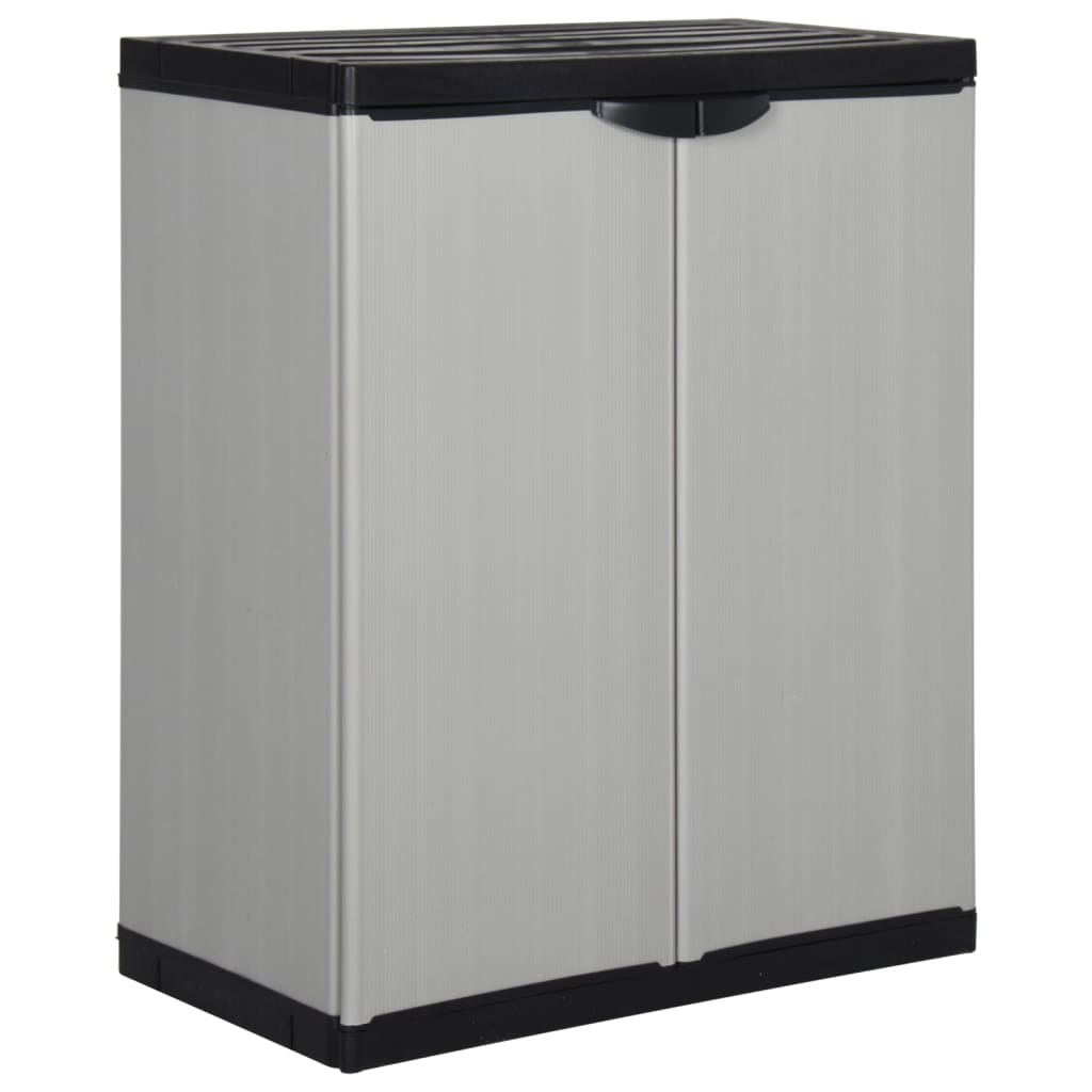 vidaXL Garden Storage Cabinet with 1 Shelf Gray and Black 26.8"x15.7"x33.5"