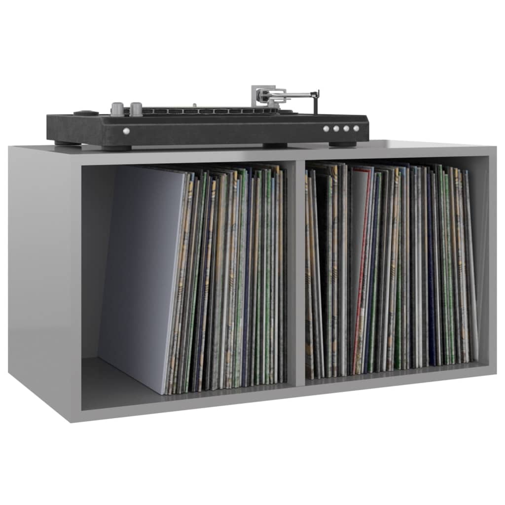 vidaXL Vinyl Storage Box High Gloss Gray 28" x 13.4" x 14.2" Engineered Wood