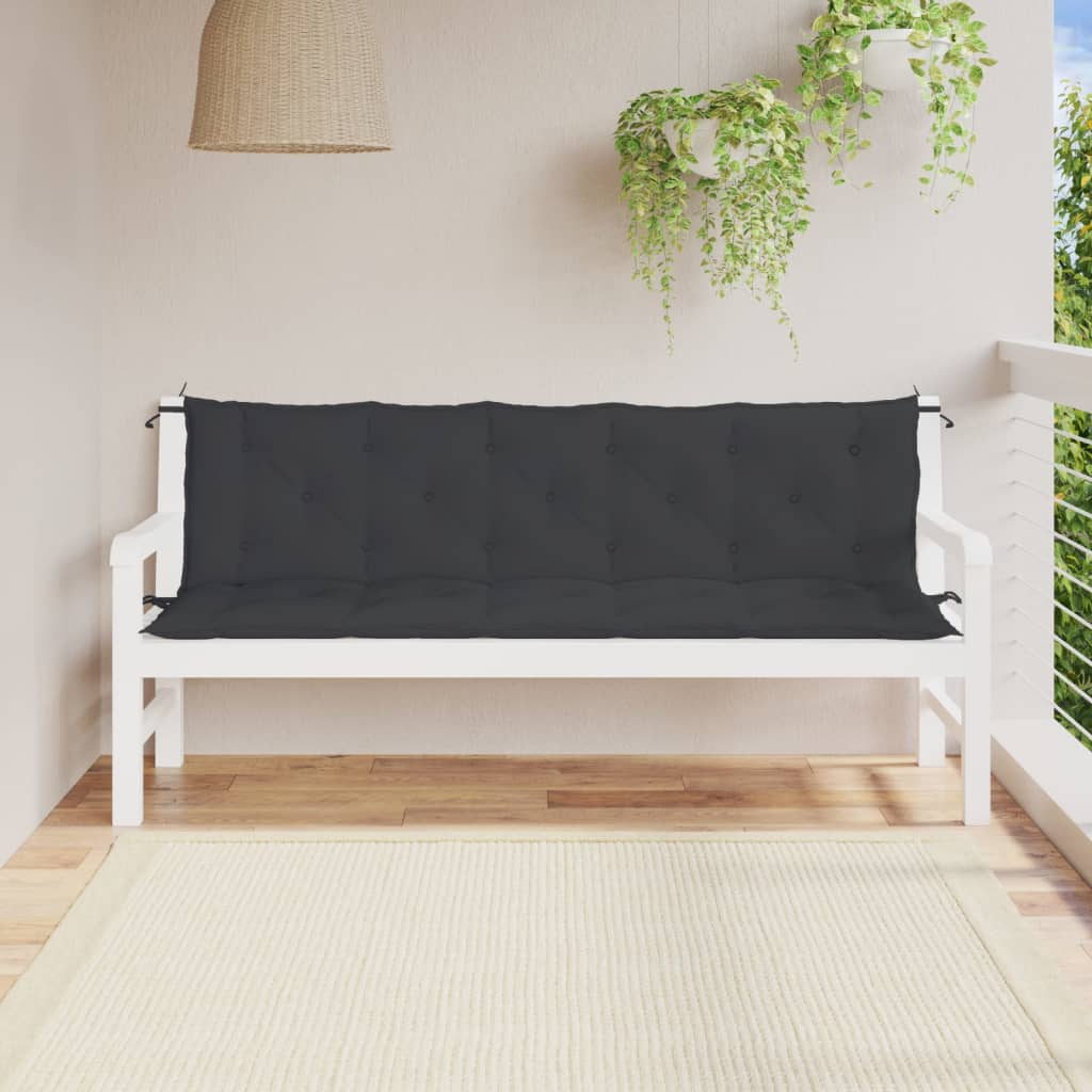 vidaXL Garden Bench Cushions 2pcs Black 70.9"x19.7"x2.8" Oxford Fabric