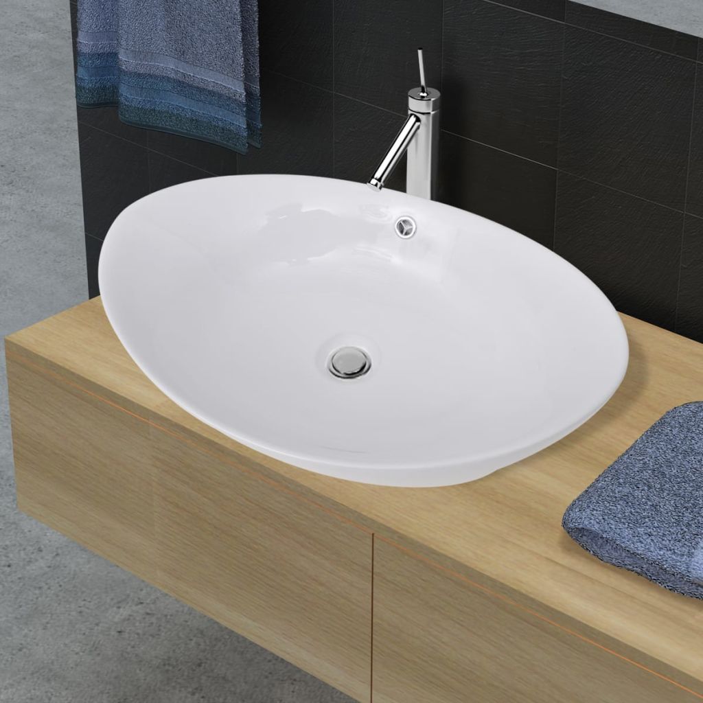 Luxury Ceramic Basin Oval with Overflow 23.2" x 15.1"