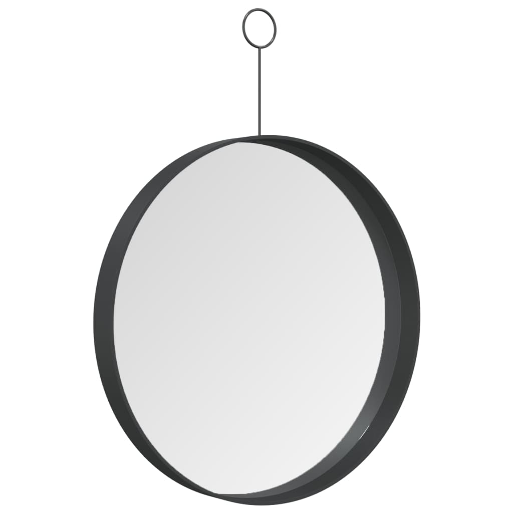 vidaXL Hanging Mirror with Hook Black 11.8"