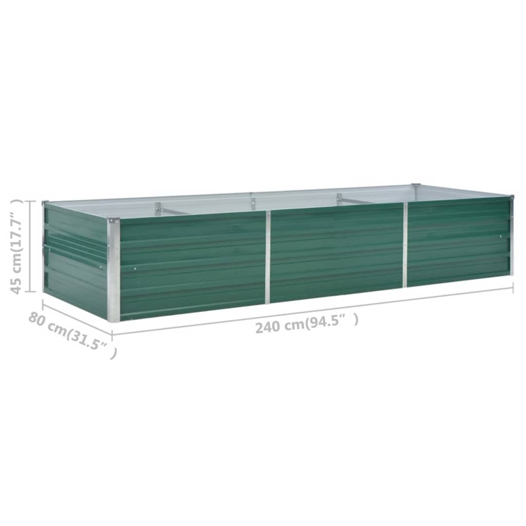 vidaXL Garden Raised Bed Galvanized Steel 94.5"x31.5"x17.7" Green