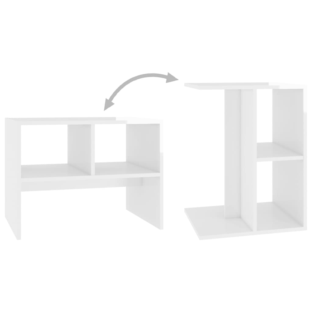 vidaXL Side Table High Gloss White 23.6"x15.7"x17.7" Engineered Wood