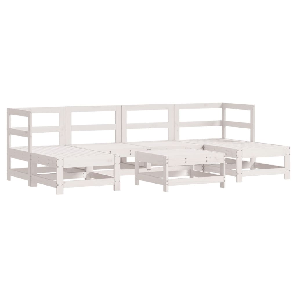 vidaXL 7 Piece Patio Lounge Set with Cushions White Solid Wood
