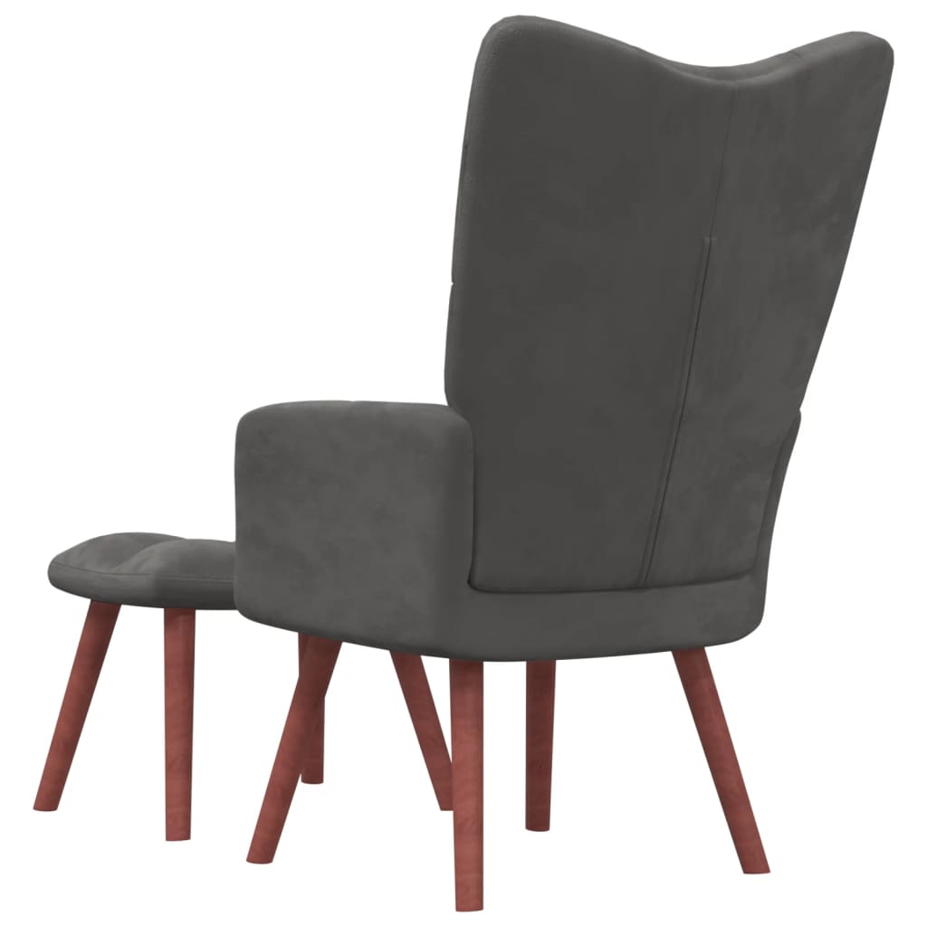 vidaXL Relaxing Chair with a Stool Dark Gray Velvet