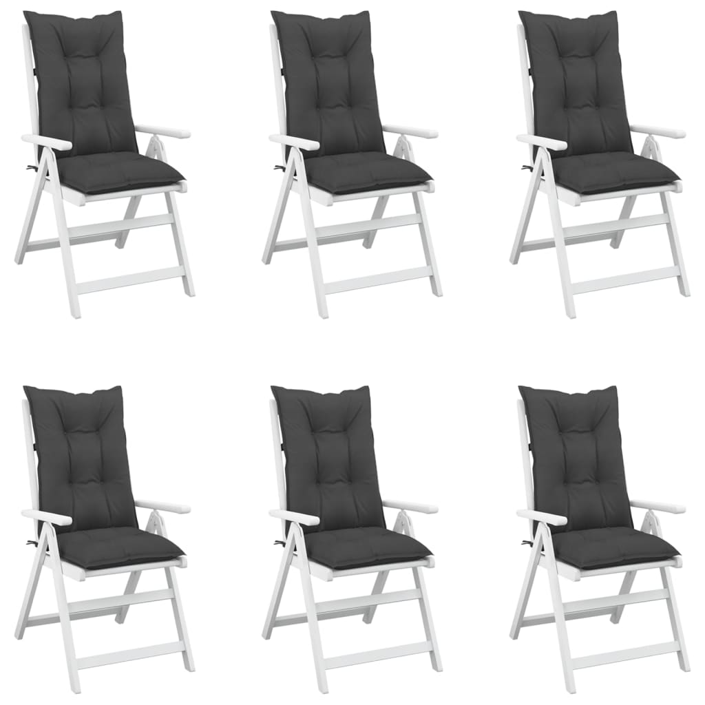 vidaXL Garden Highback Chair Cushions 6 pcs Anthracite 47.2"x19.7"x2.8" Fabric