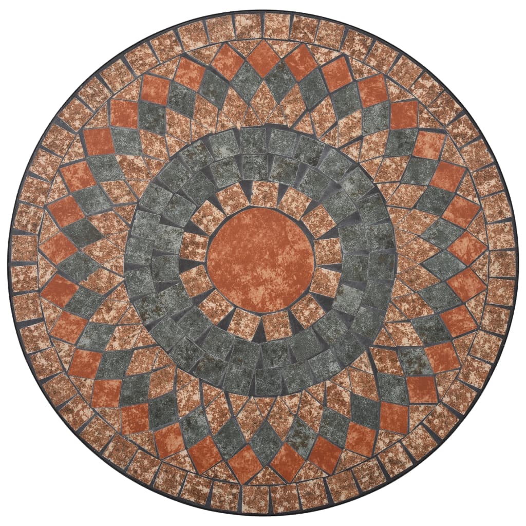vidaXL 3 Piece Mosaic Bistro Set Ceramic Tile Orange/Gray