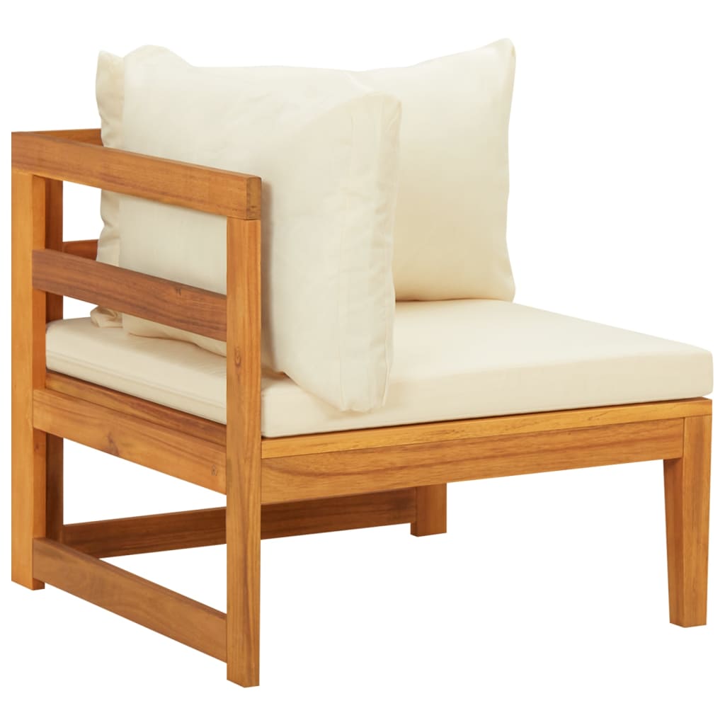 vidaXL 3 Piece Patio Lounge Set with Cream White Cushions Acacia Wood