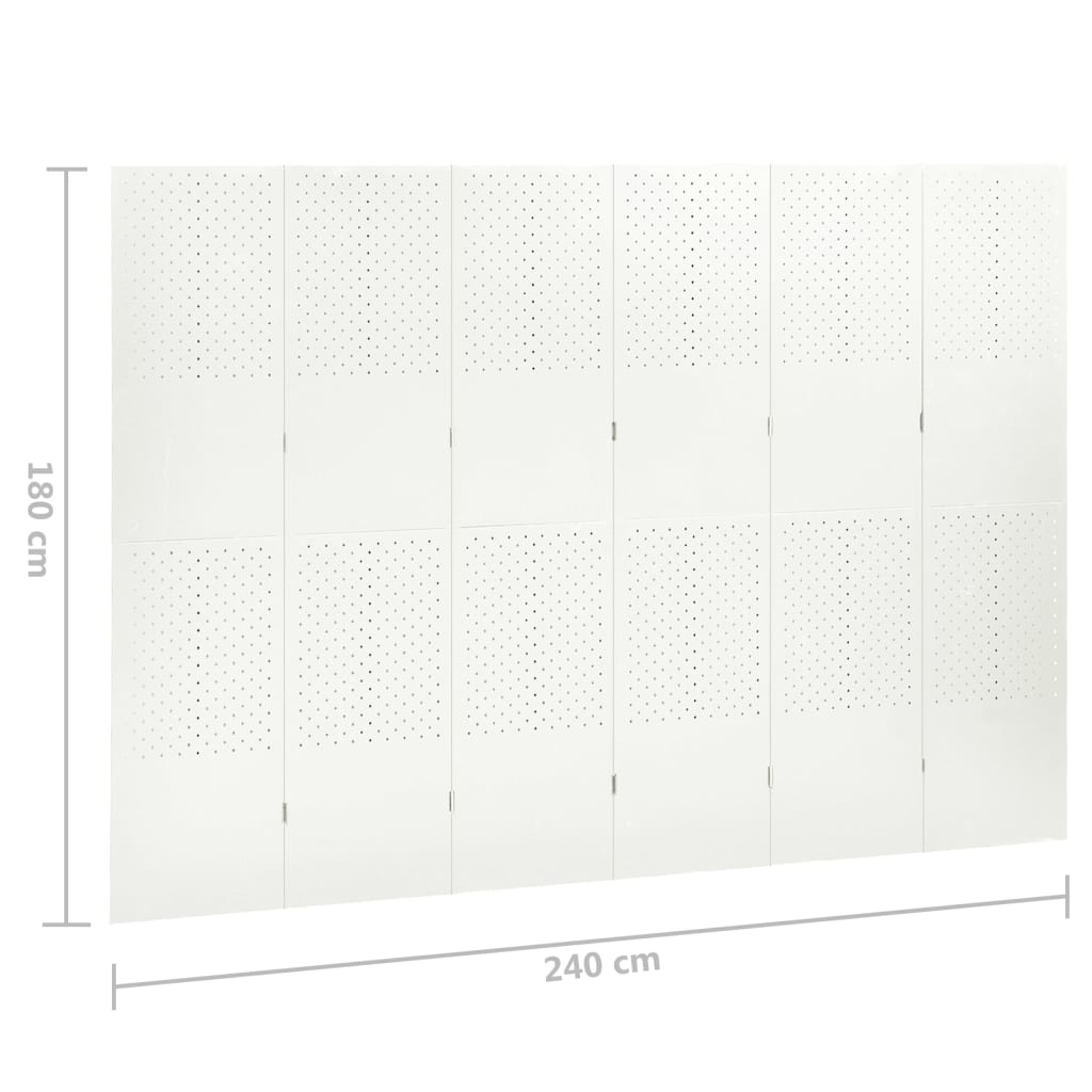 vidaXL 6-Panel Room Divider White 94.5"x70.9" Steel
