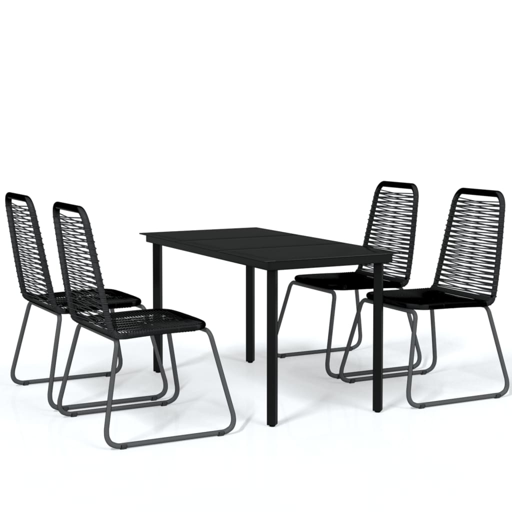 vidaXL 5 Piece Patio Dining Set Black