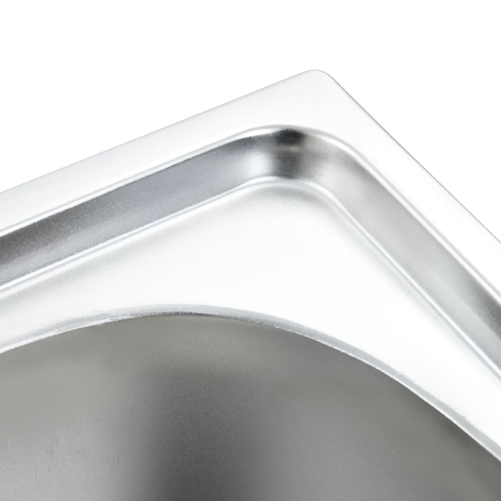 vidaXL Kitchen Sink Double Basin with Strainer & Trap Stainless Steel