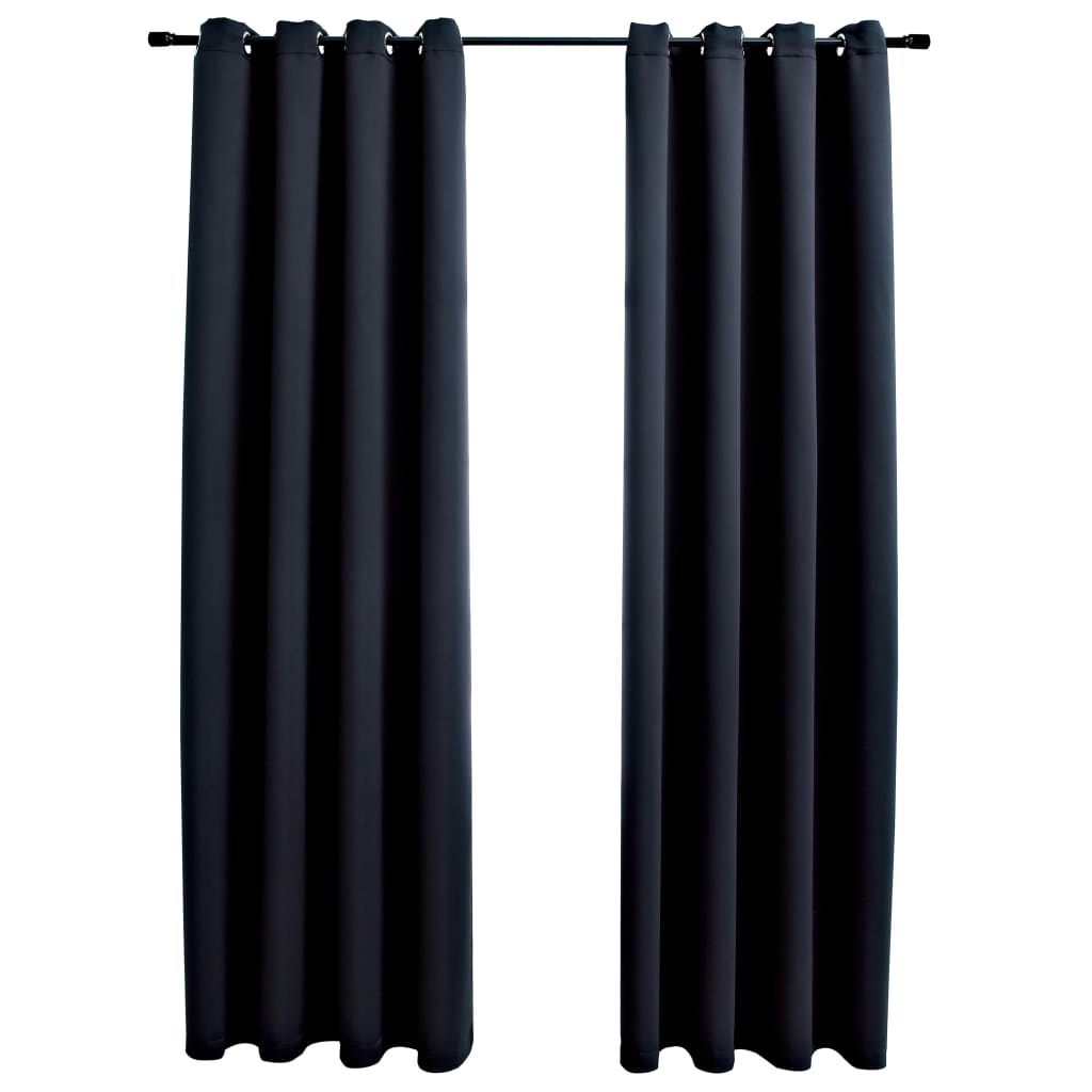 vidaXL Blackout Curtains with Rings 2 pcs Black 54"x95" Fabric