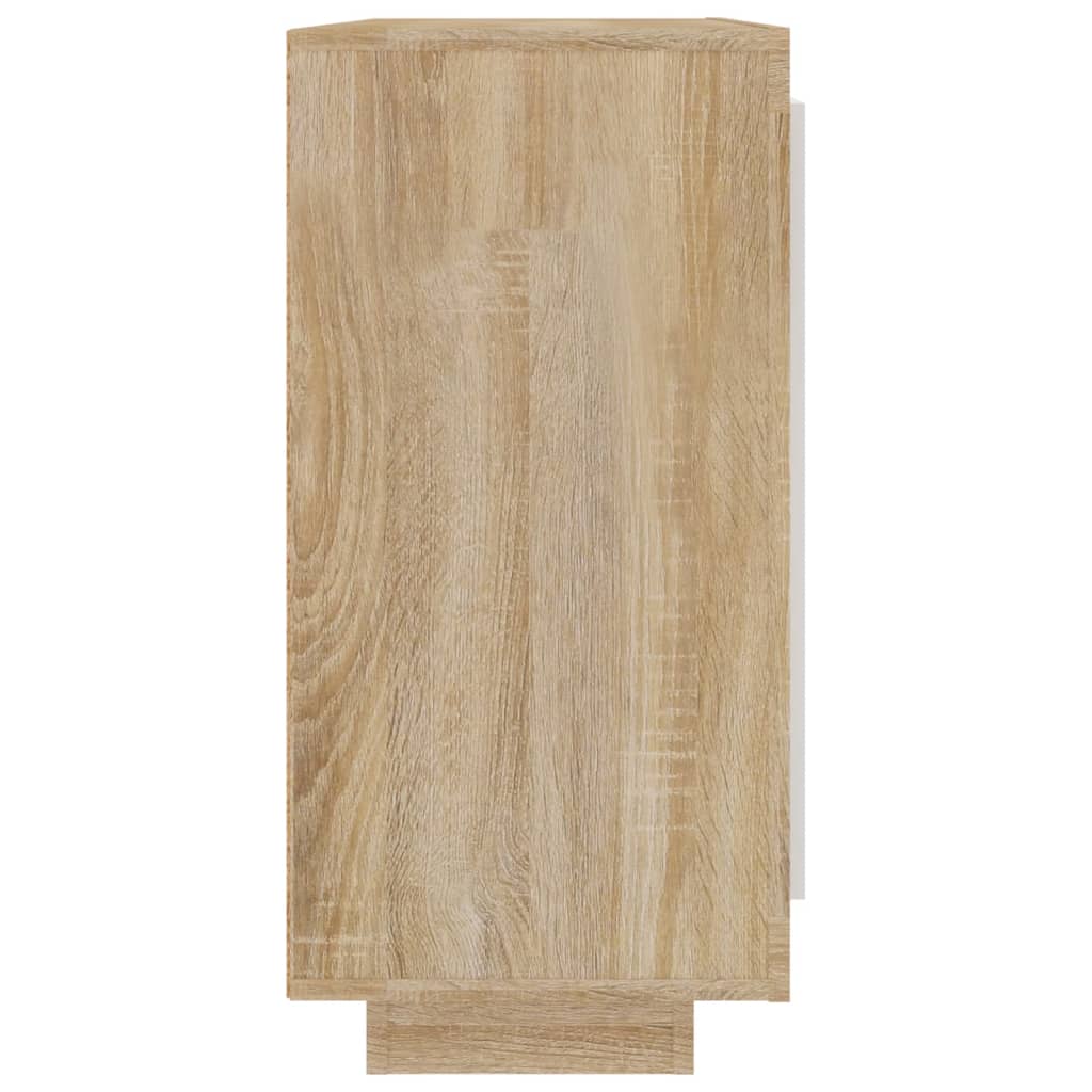 vidaXL Sideboard White and Sonoma Oak 36.2"x13.8"x29.5" Engineered Wood