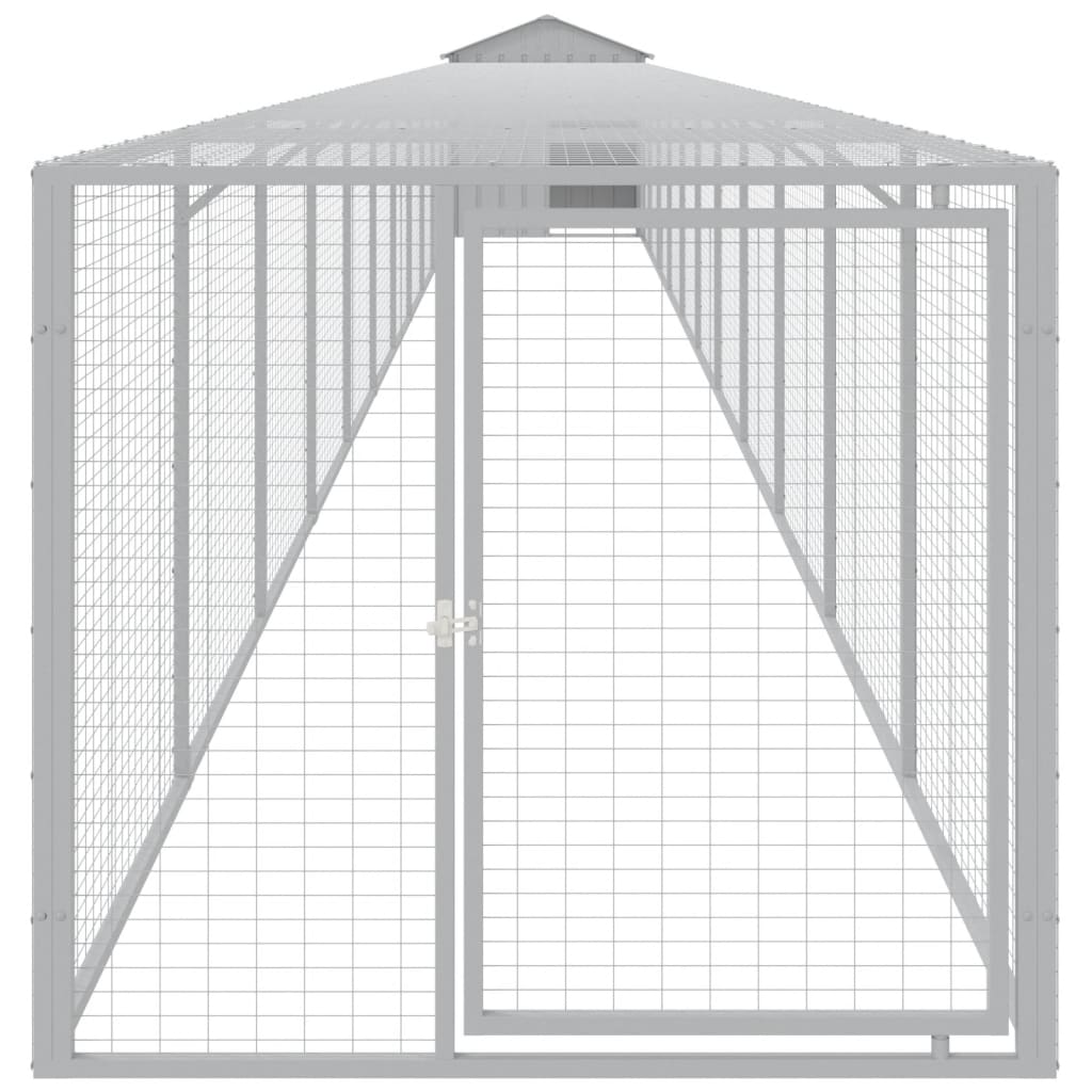 vidaXL Chicken Cage with Run Light Gray 46.1"x480.7"x48.4" Galvanized Steel