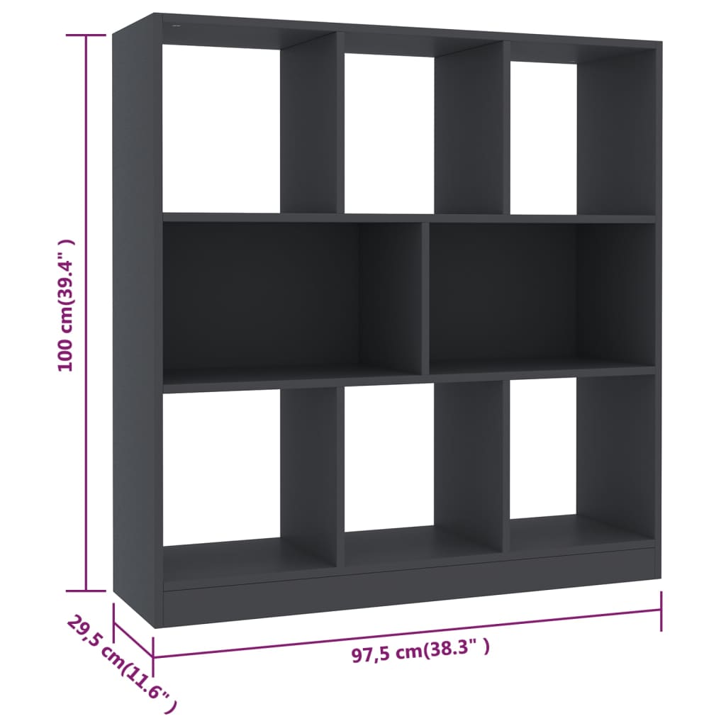 vidaXL Book Cabinet Gray 38.4"x11.6"x39.4" Engineered Wood