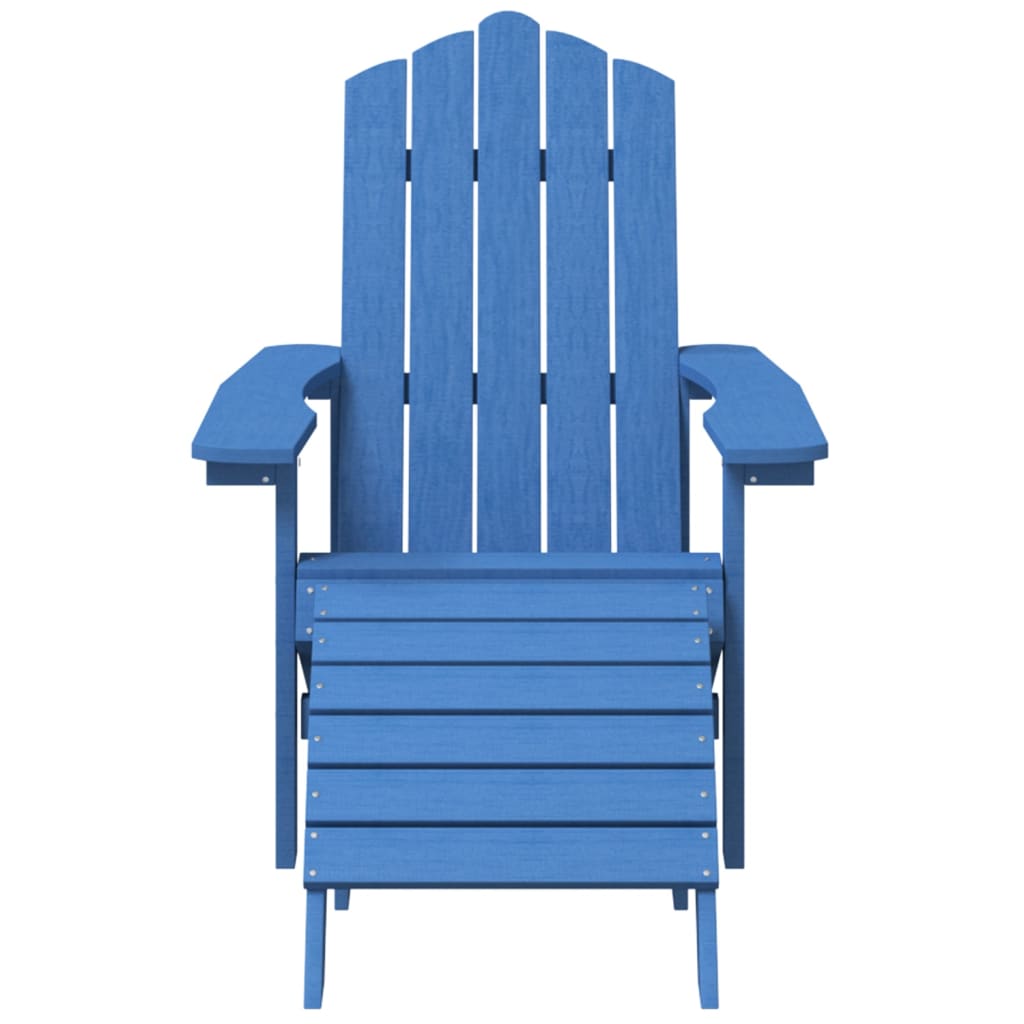 vidaXL Patio Adirondack Chair with Footstool & Table HDPE Aqua Blue