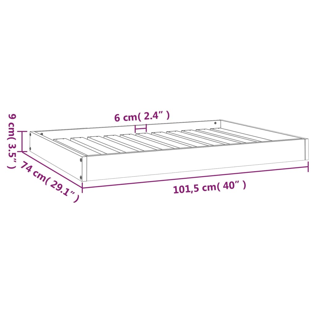 vidaXL Dog Bed White 40"x29.1"x3.5" Solid Wood Pine