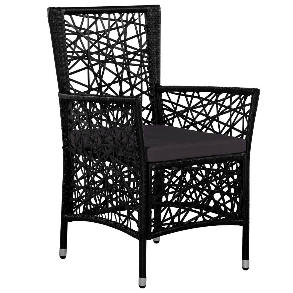 vidaXL 9 Piece Patio Dining Set Poly Rattan Black