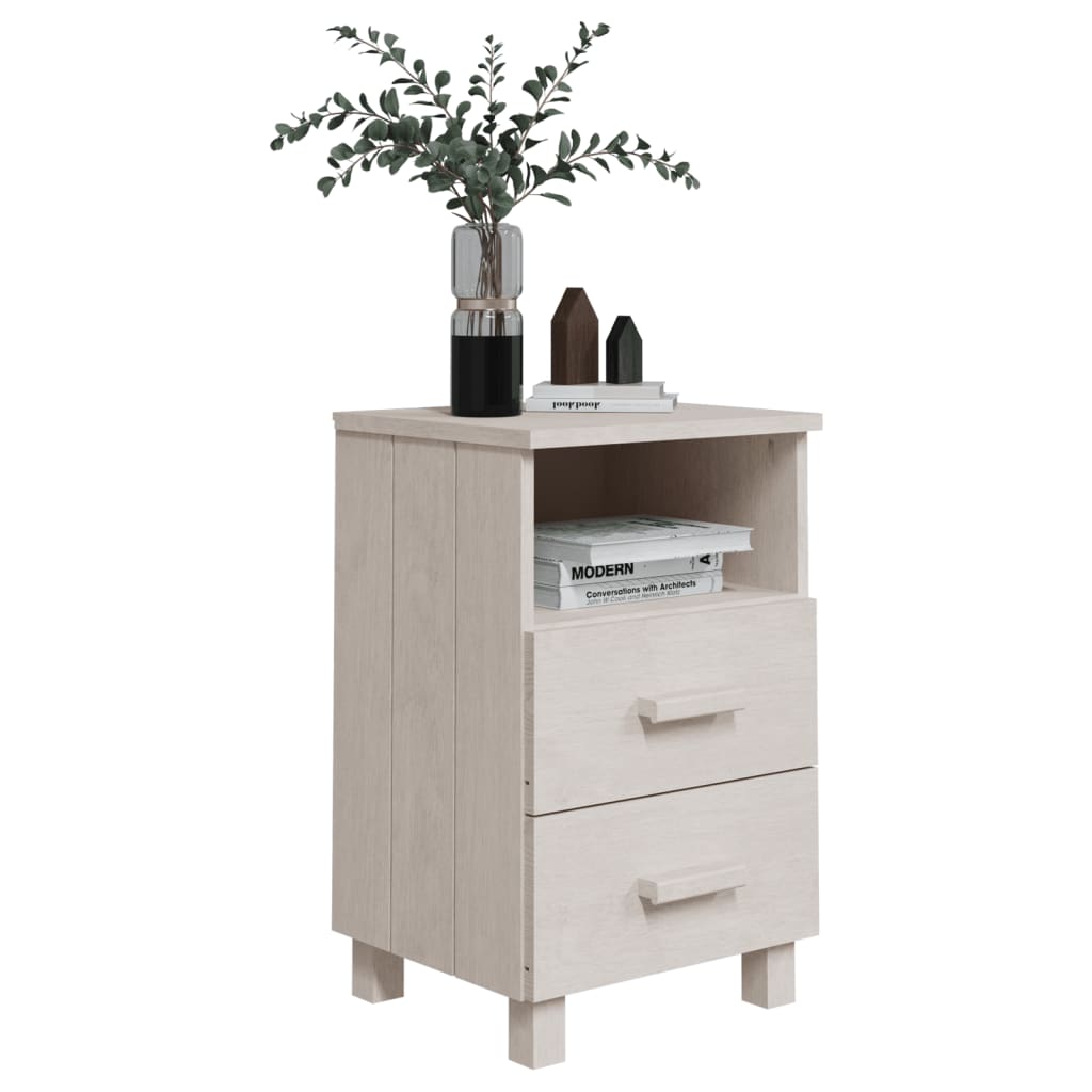 vidaXL Bedside Cabinets HAMAR 2 pcs White 15.7"x13.8"x24.4" Solid Wood