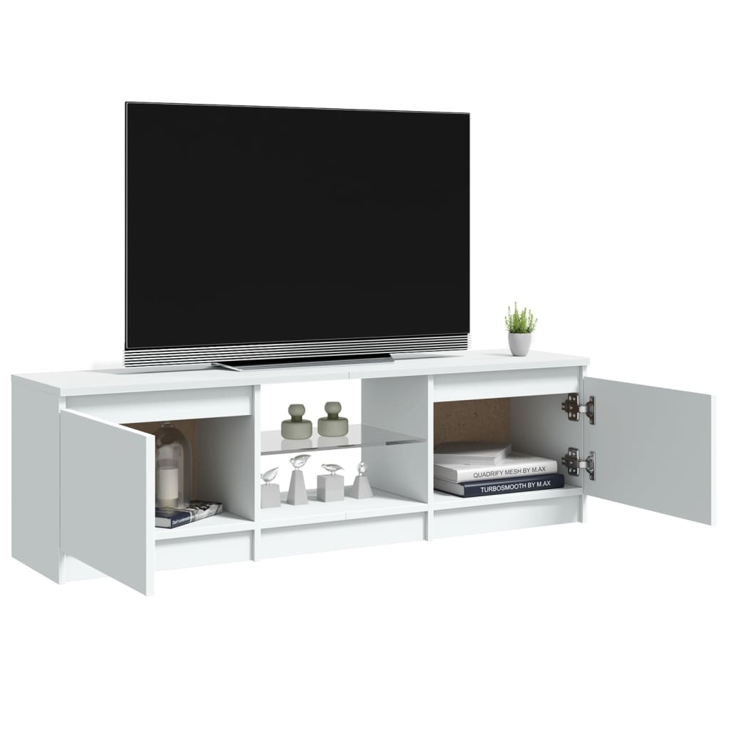 vidaXL TV Stand with LED Lights White 47.2"x11.8"x14"